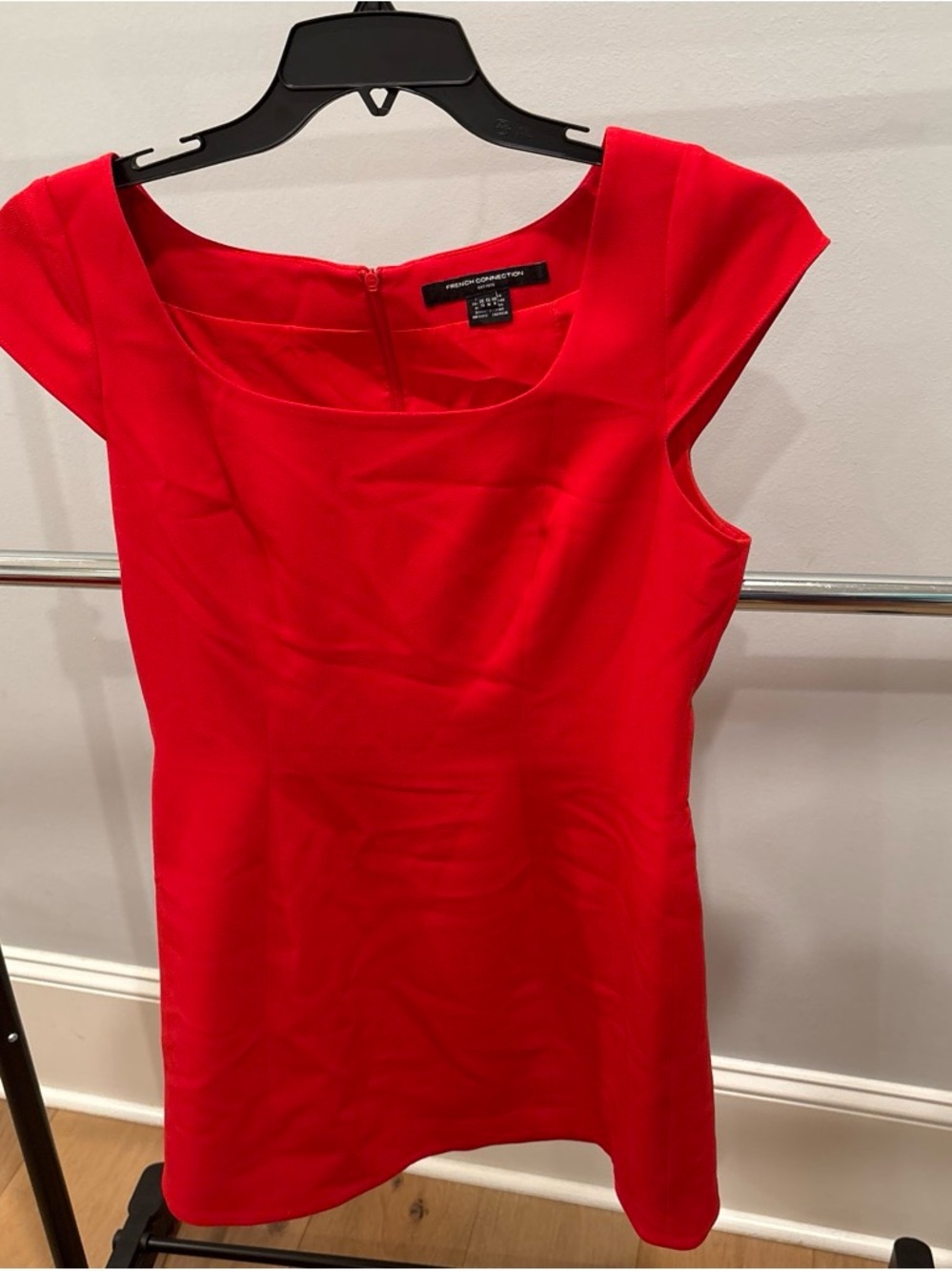 French Connection Red Cap-Sleeve Sheath Top